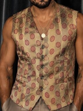 Structure Made in Italy Patterned Vest Medium 44 Chest